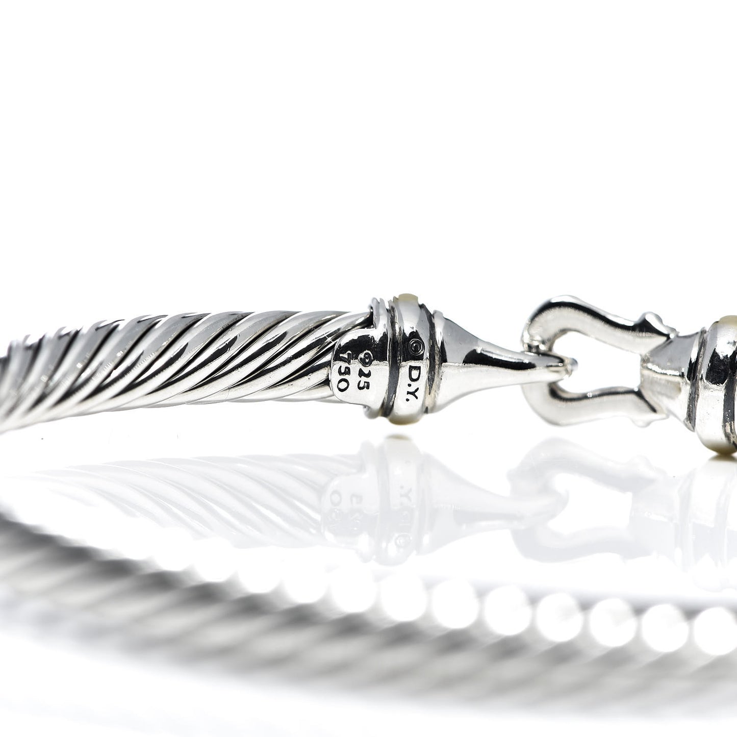 Sterling Silver 18K Yellow Gold 5mm Cable Classic Buckle Bracelet