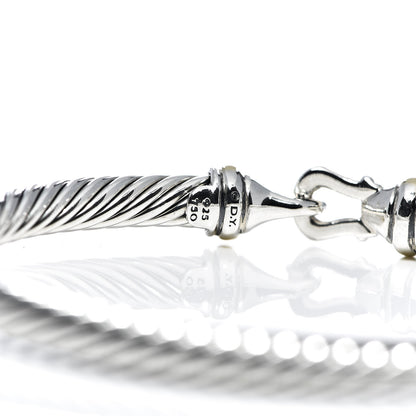 David Yurman Sterling Silver 18K Yellow Gold 5mm Cable Classic Buckle Bracelet 4 of 5