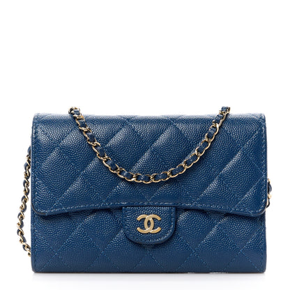 Chanel Caviar Quilted Classic Clutch With Chain Blue 1 of 14