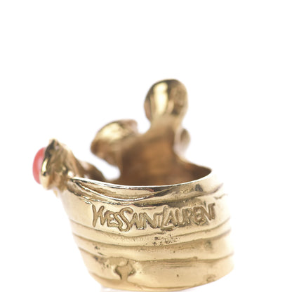 Saint Laurent Arty Dots Ring 5.5 Gold Coral 3 of 5