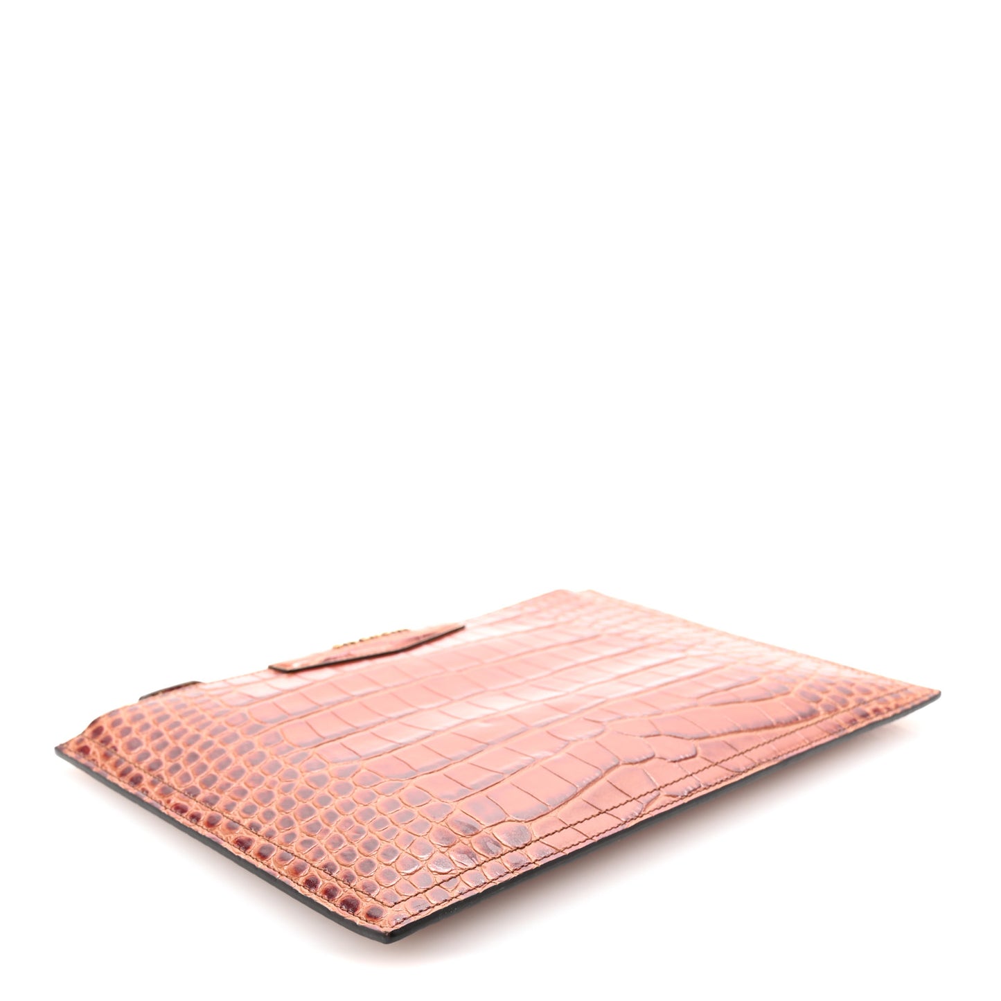 Calfskin Crocodile Embossed Medium Antigona Pouch Cognac