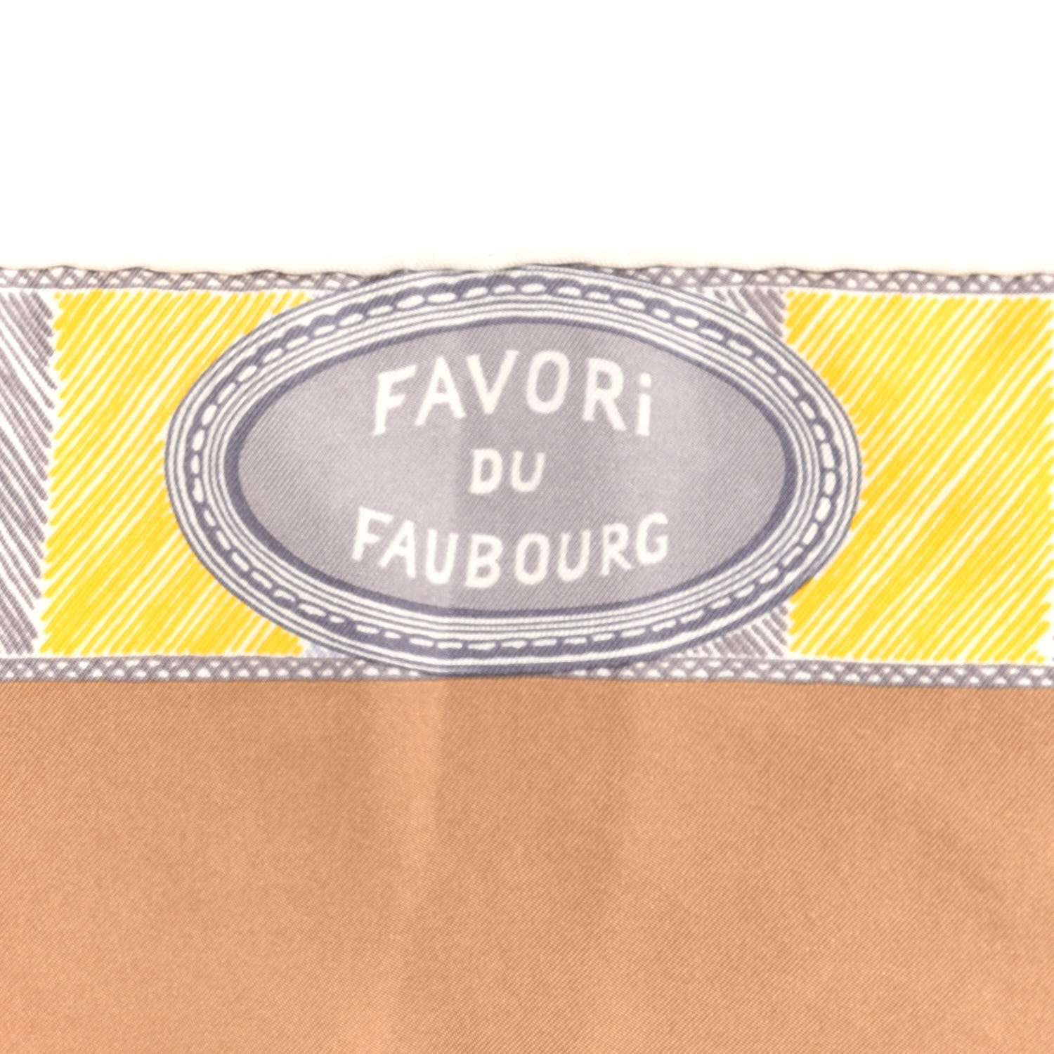 Hermes Silk Favori Du Faubourg Scarf 90 Camel Jaune Gris 2 of 4
