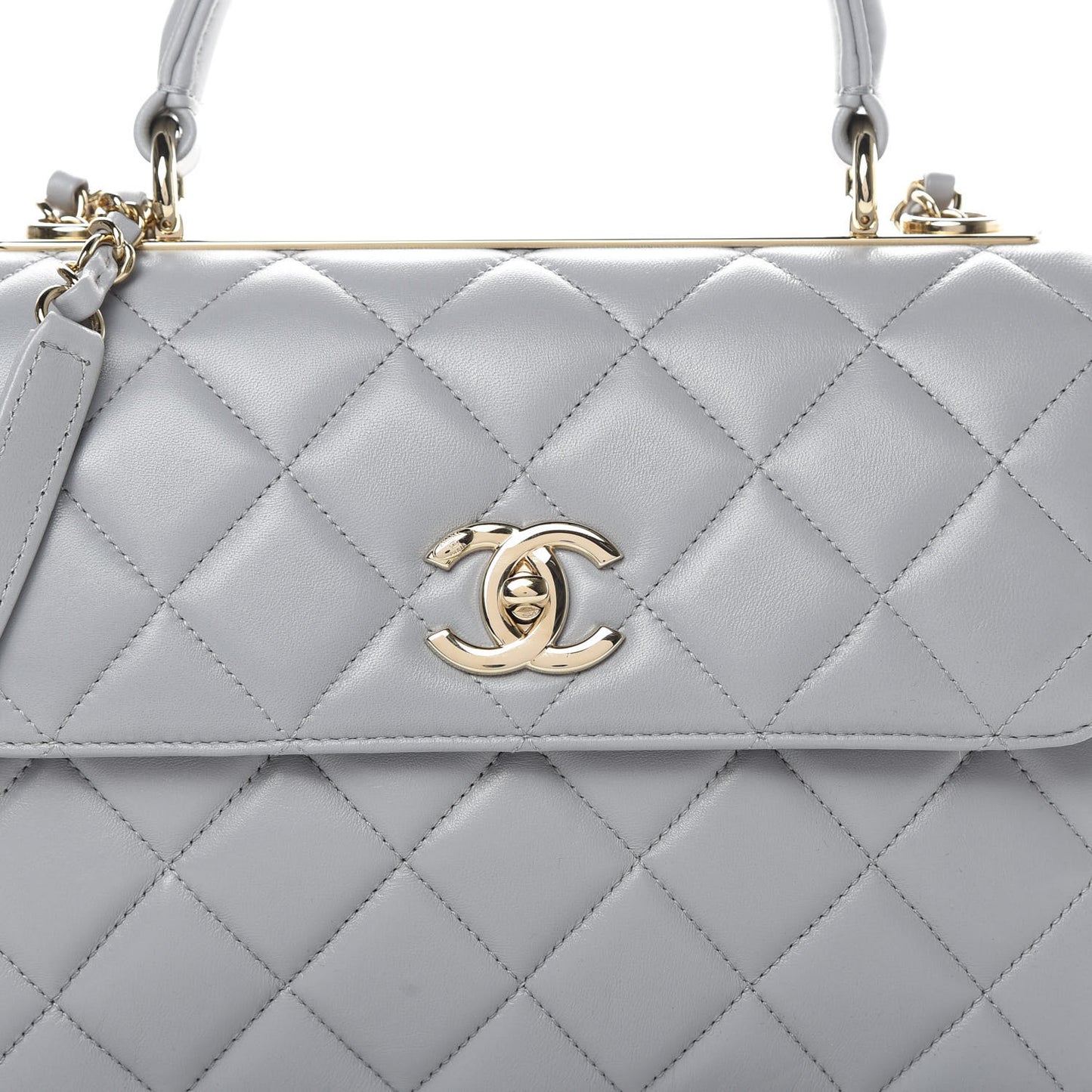 Lambskin Quilted Small Trendy CC Flap Dual Handle Bag Grey
