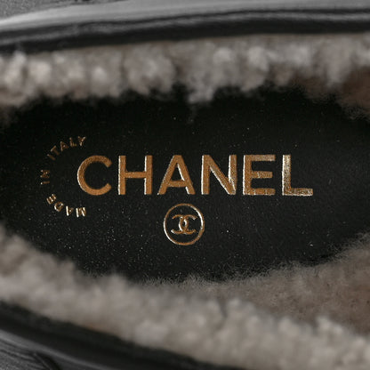 Chanel Lambskin Shearling Quilted CC Turnlock Loafers 40 Black 7 of 9
