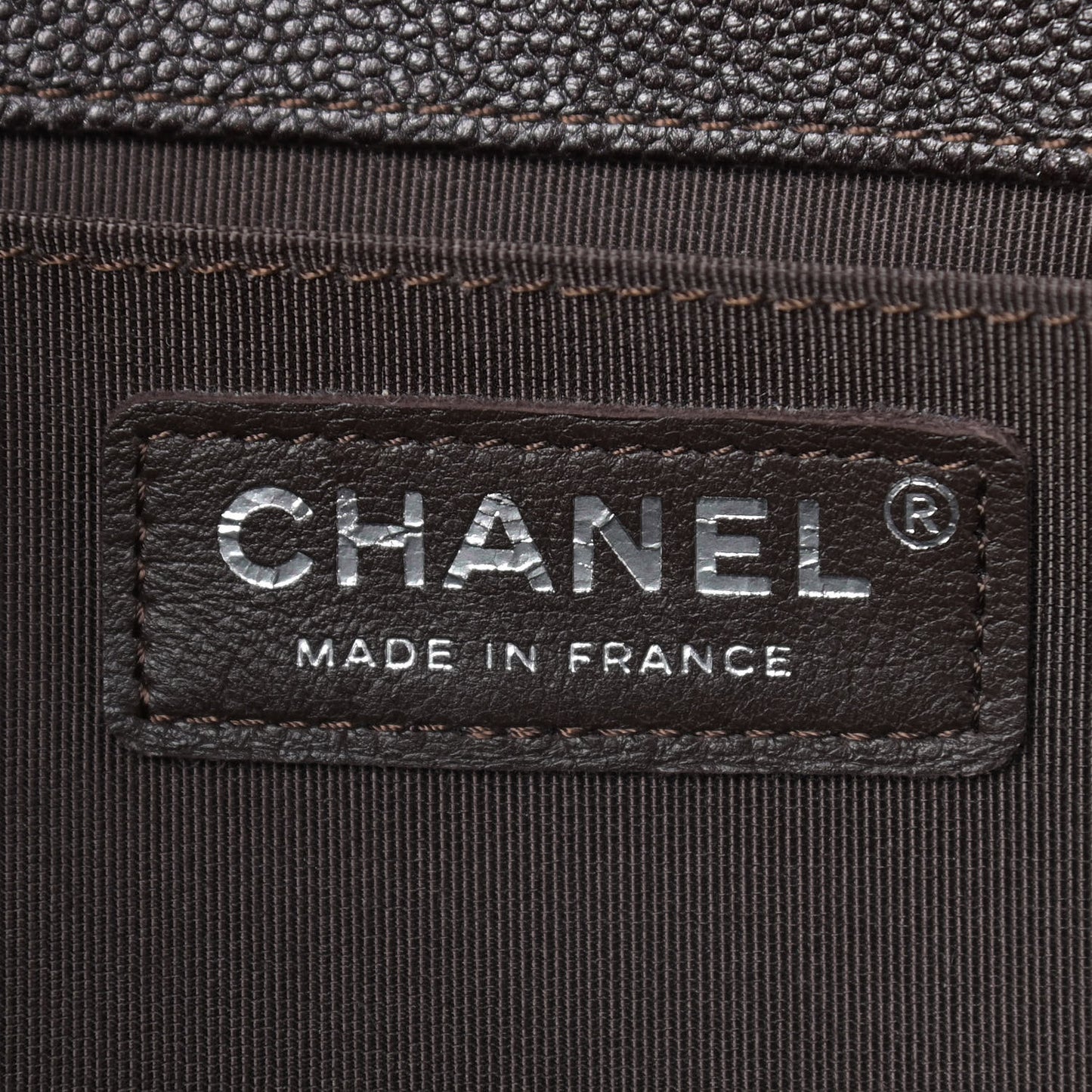 Caviar Chevron Quilted Medium Boy Flap Dark Brown