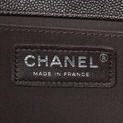 Chanel Caviar Chevron Quilted Medium Boy Flap Dark Brown 6 of 9