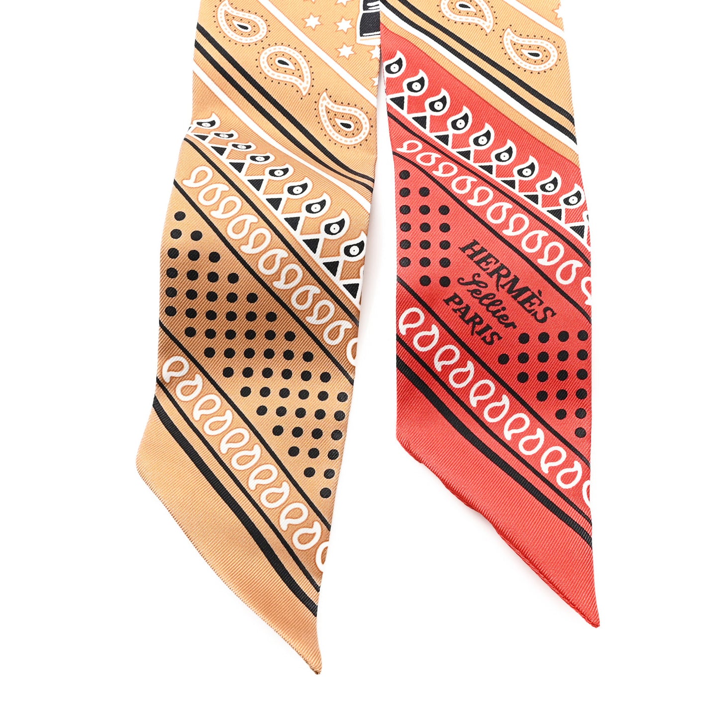 Silk Eperon d'Or Bandana Twilly Beige Dore Rouge