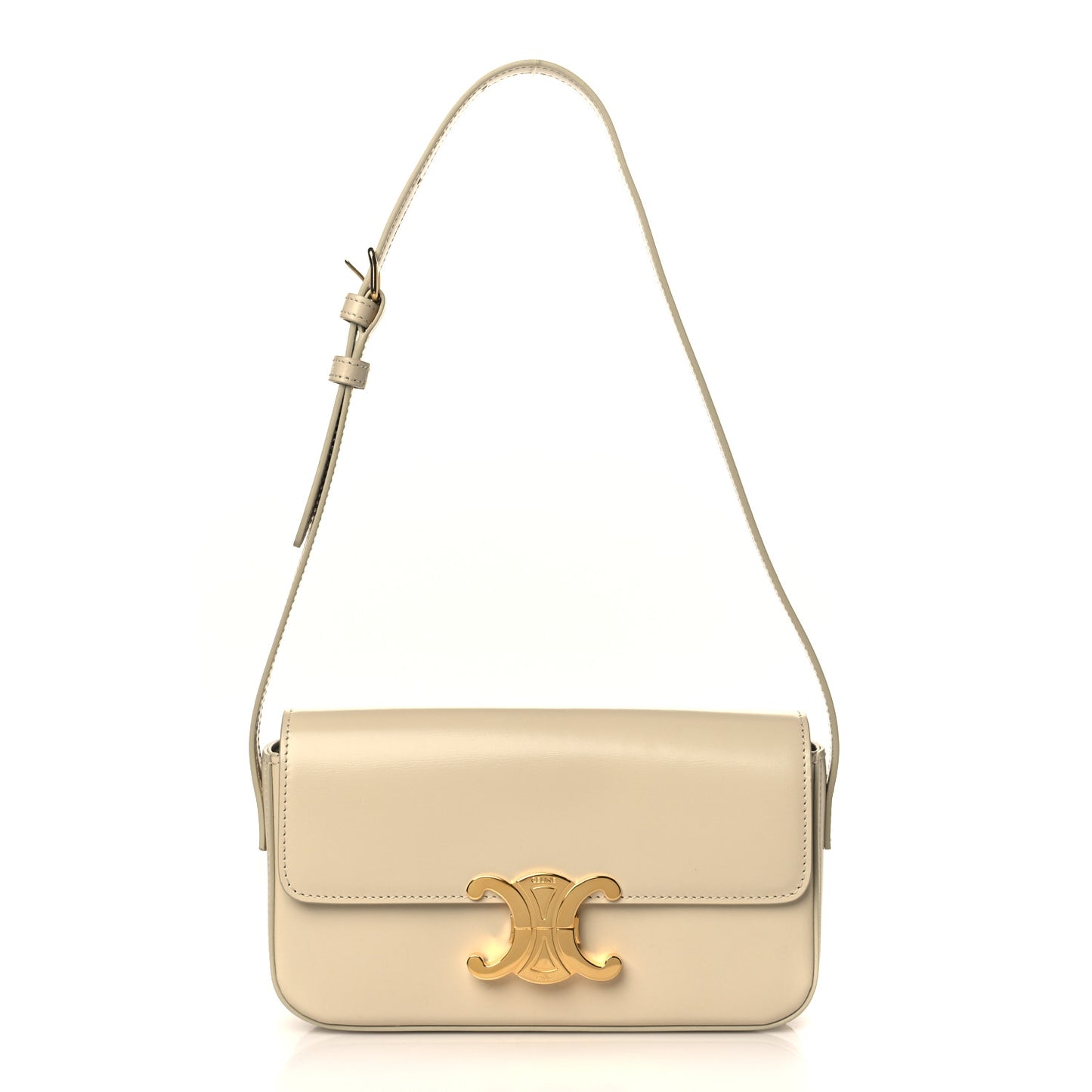 Natural Calfskin Triomphe Shoulder Bag White