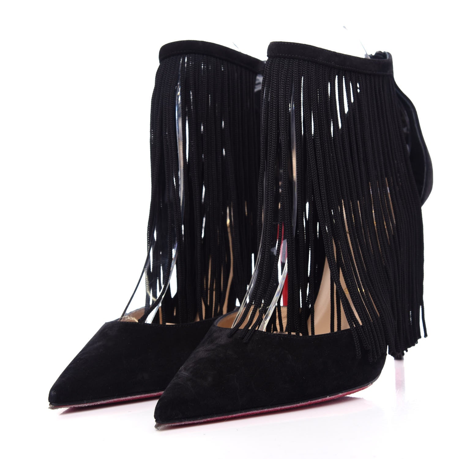 Christian Louboutin Veau Velours Fringe Courtain 100 Pumps 40 Black 3 of 10