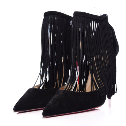 Christian Louboutin Veau Velours Fringe Courtain 100 Pumps 40 Black 3 of 10