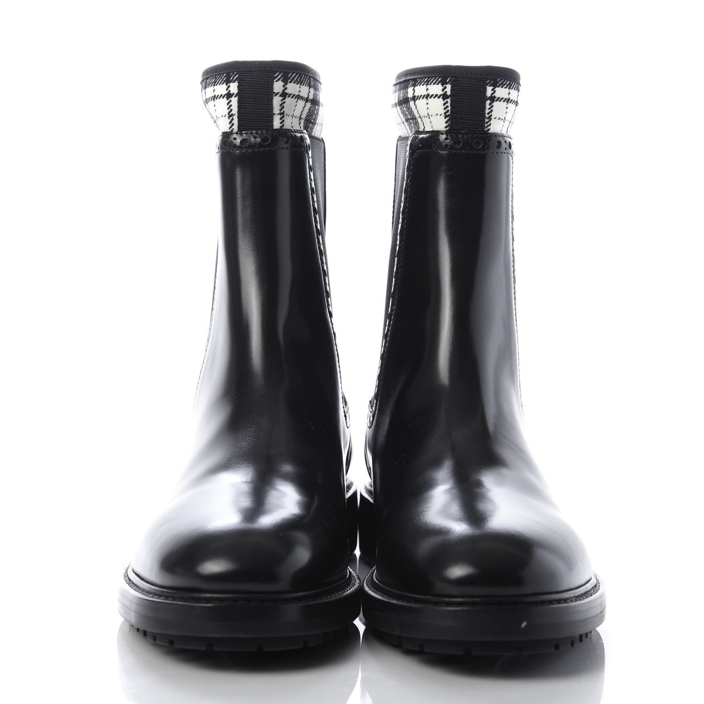 Calfskin Tartan D-Order Low Boot 38.5 Black Off White