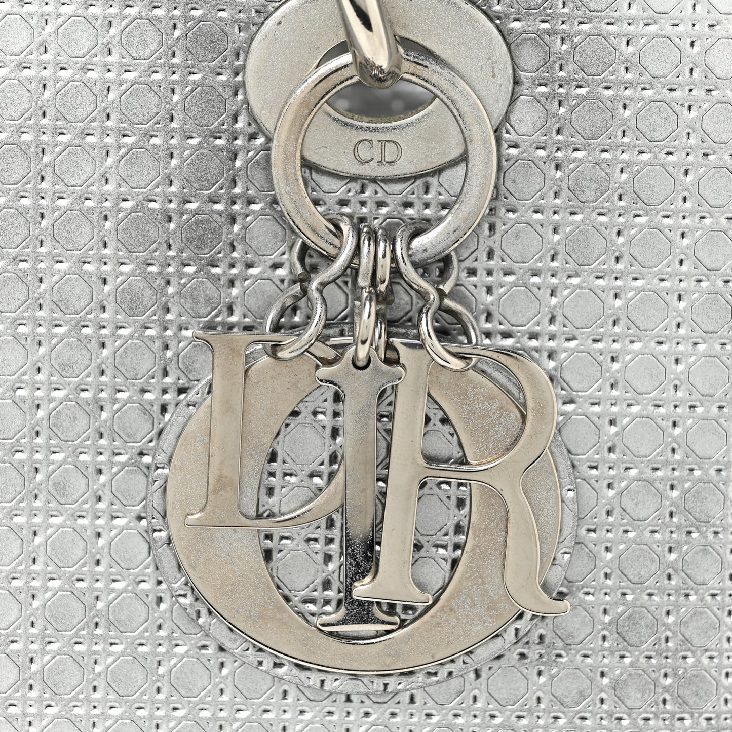 Metallic Patent Micro-Cannage Medium Lady Dior Silver