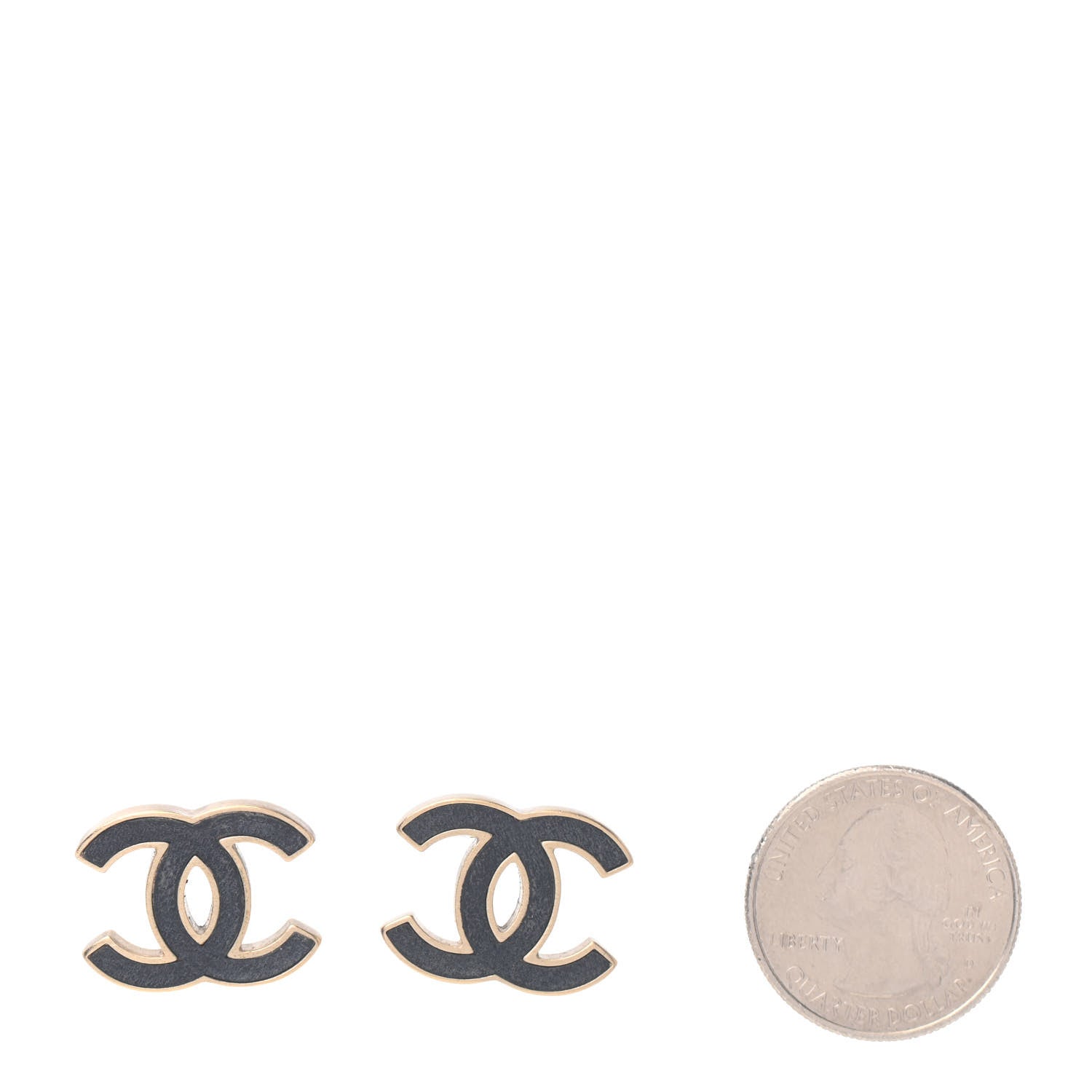 Chanel Lambskin CC Earrings Black Gold 1 of 4