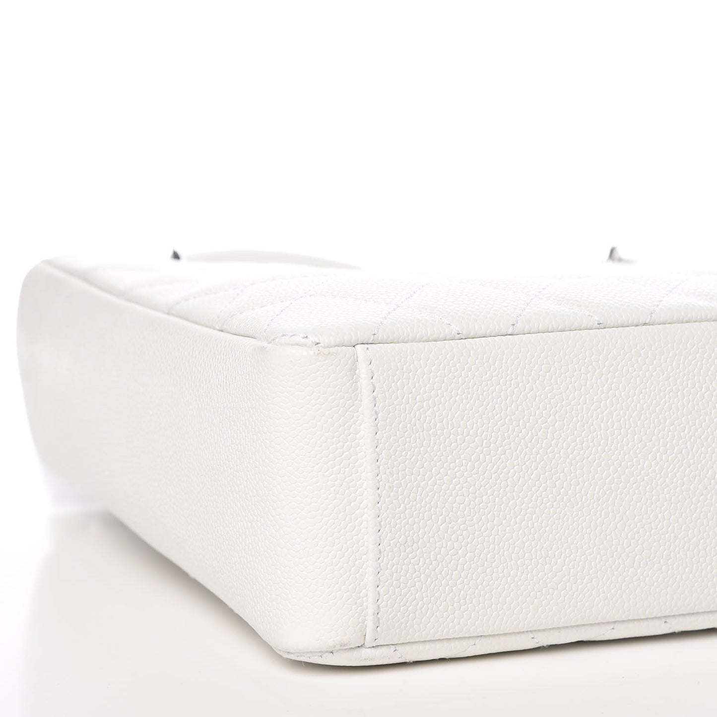 Caviar Quilted Petit Shopping Tote PST White