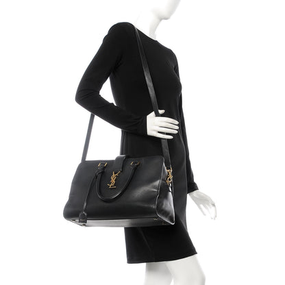 Saint Laurent Smooth Calfskin Medium Monogram Cabas Black 2 of 9