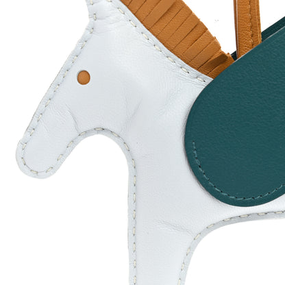 Hermes Milo Lambskin Grigri Rodeo Pegase Horse Bag Charm MM Bleu Brume Sesame Vert Bosphore 5 of 6