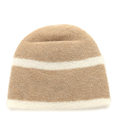 Chanel Cashmere Silk CC Beanie Hat Beige White 3 of 5