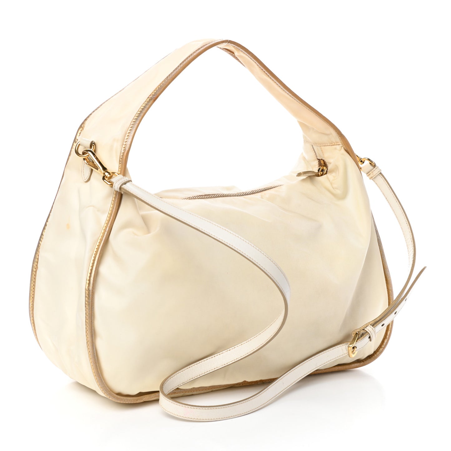 Tessuto Nylon Saffiano Shoulder Bag White