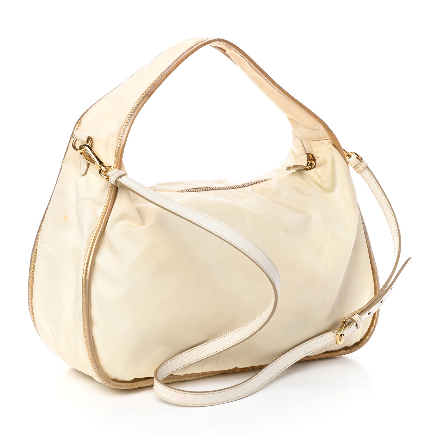 Prada Tessuto Nylon Saffiano Shoulder Bag White 3 of 9