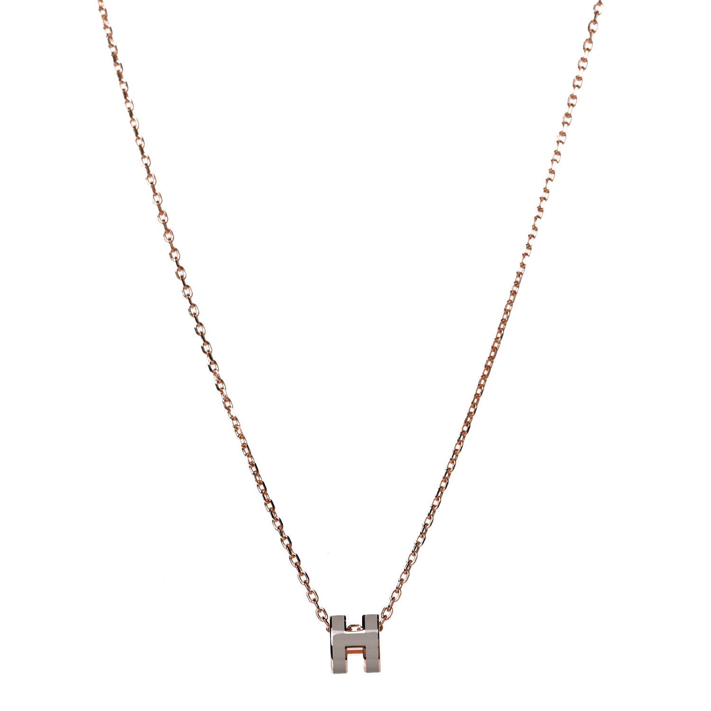 Lacquered Rose Gold Mini Pop H Pendant Necklace Marron Glace