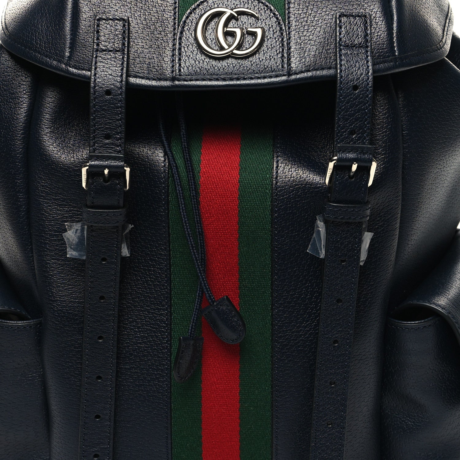 Gucci Textured Dollar Calfskin Web Medium Ophidia Double Buckle Backpack Blue Agata 8 of 11