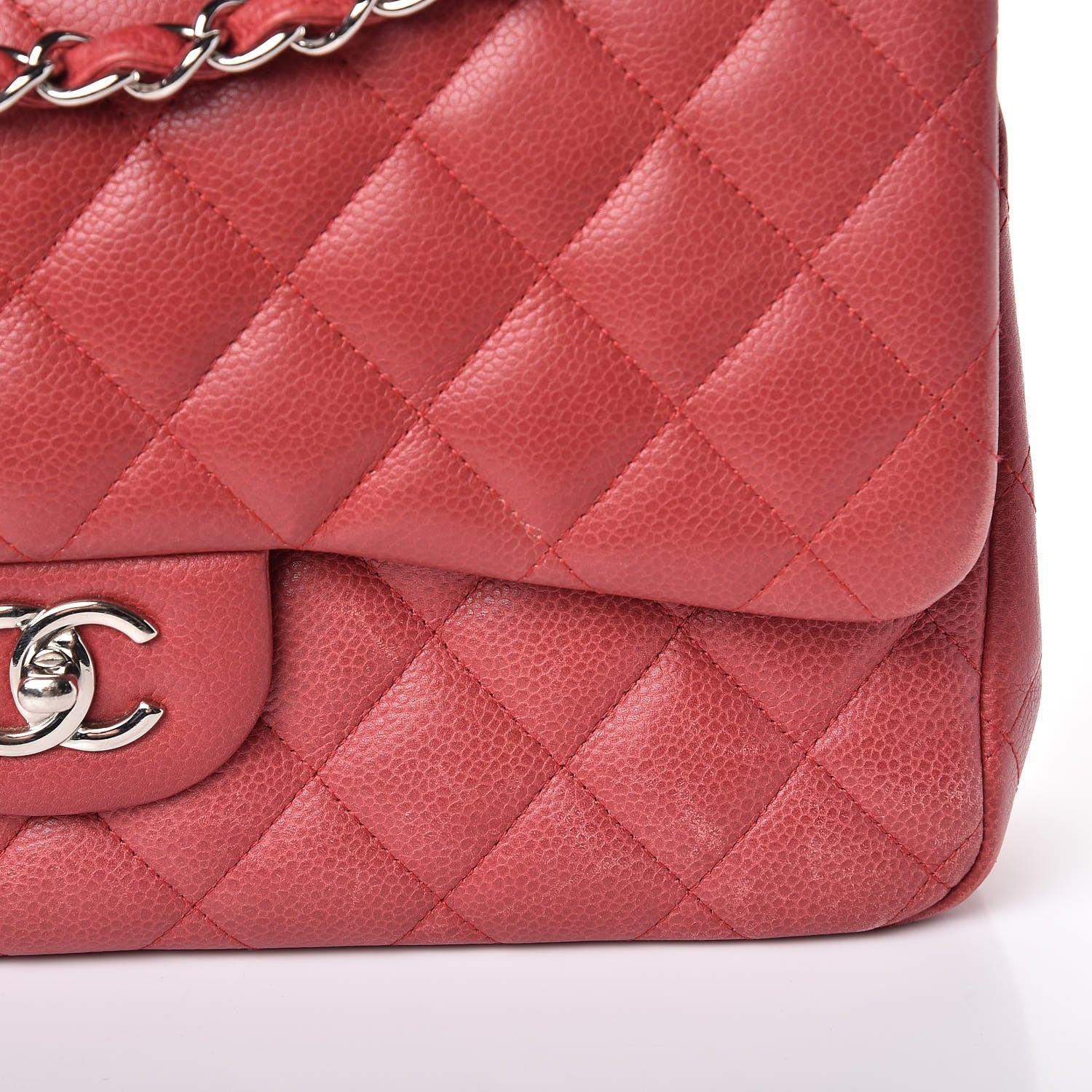 Chanel Caviar Quilted Jumbo Double Flap Red 11 of 14