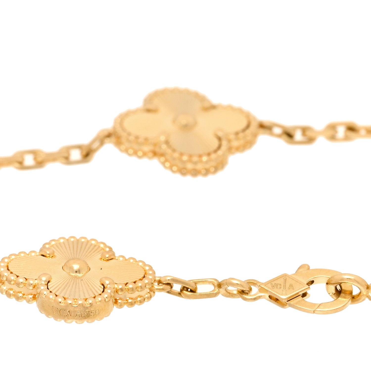 Van Cleef & Arpels 18K Yellow Gold 5 Motifs Guilloche Vintage Alhambra Bracelet 3 of 4