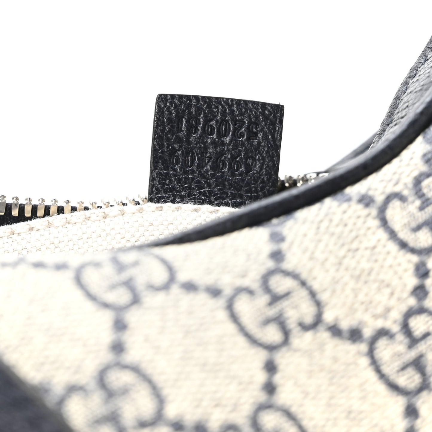 GG Supreme Monogram Textured Calfskin Web Small Attache Shoulder Bag Beige Blue