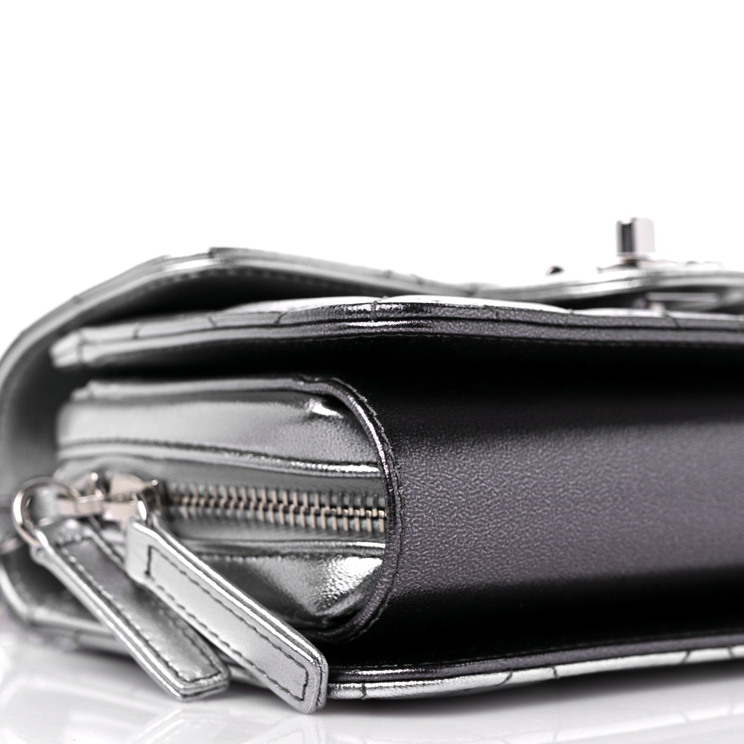 Chanel Metallic Lambskin Like A Wallet Flap Silvery Black 8 of 10