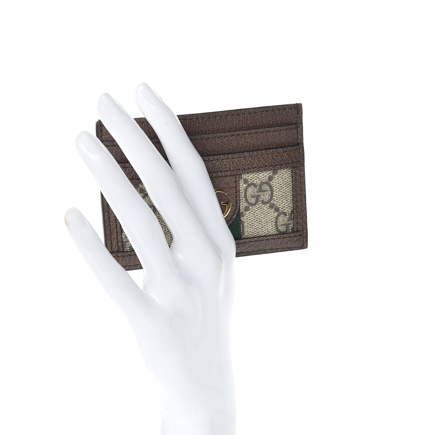 GG Supreme Monogram Ophidia Card Holder Brown