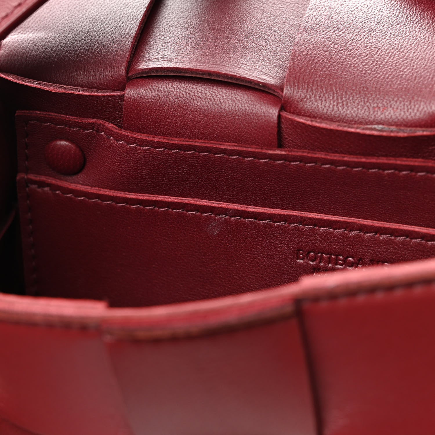 Bottega Veneta Lambskin Maxi Intrecciato Small Cassette Crossbody Bag Barolo 10 of 10