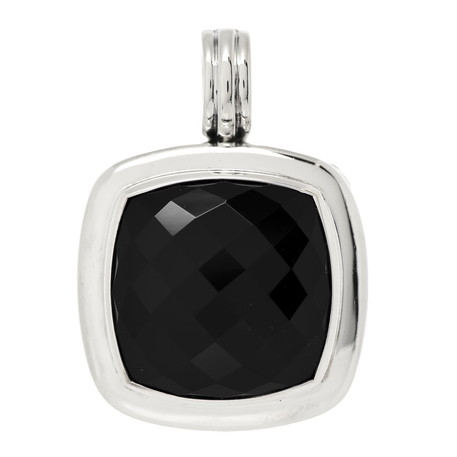 David Yurman Sterling Silver Black Onyx 20mm Albion Enhancer Pendant 1 of 4