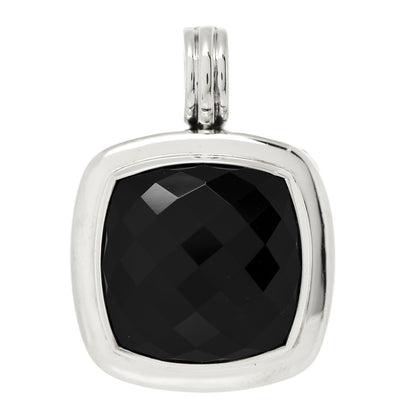 David Yurman Sterling Silver Black Onyx 20mm Albion Enhancer Pendant 1 of 4