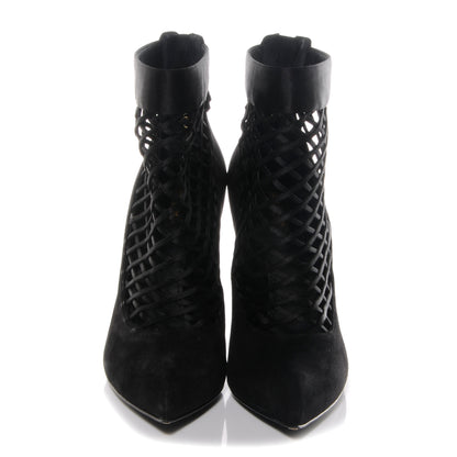 Louis Vuitton Suede Satin Cutout Ankle Boots 41 Black 2 of 6