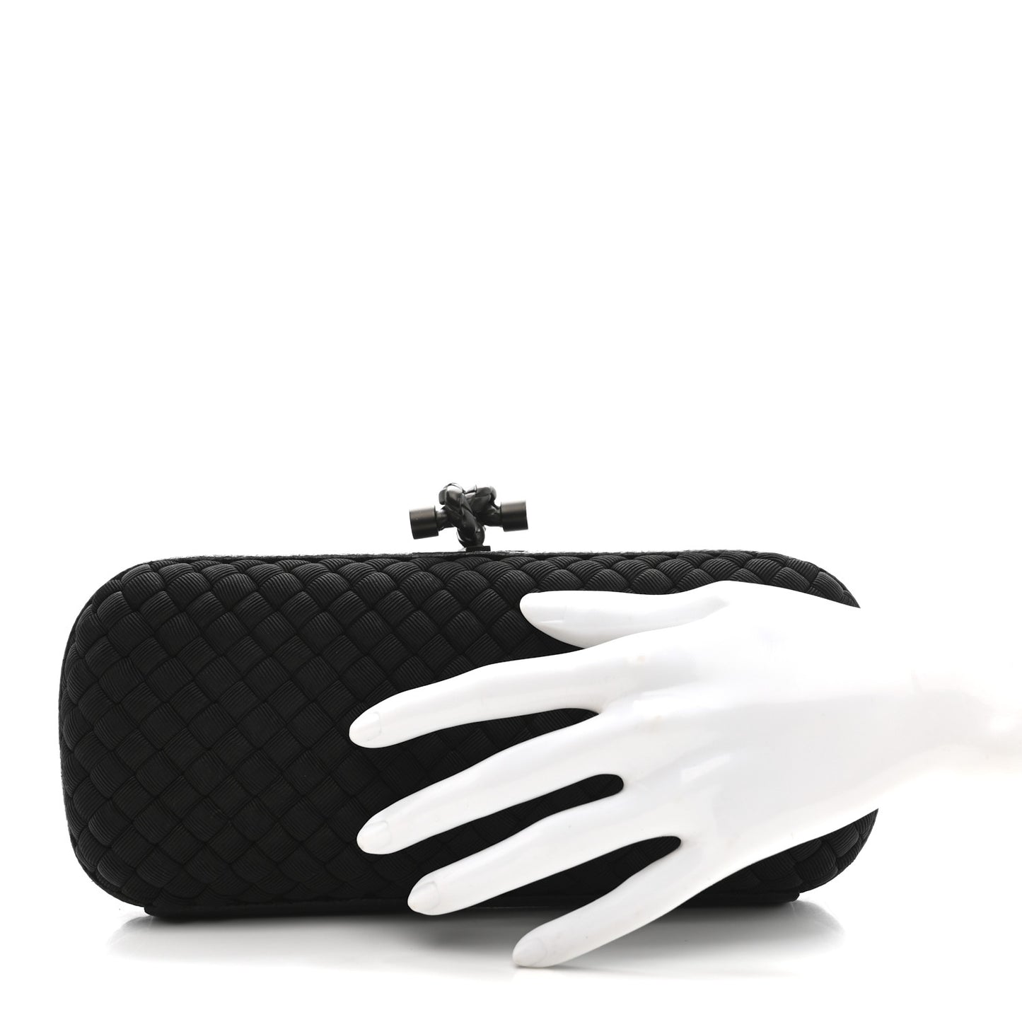 Satin Ayers Intreccio Impero Stretch Knot Clutch Black
