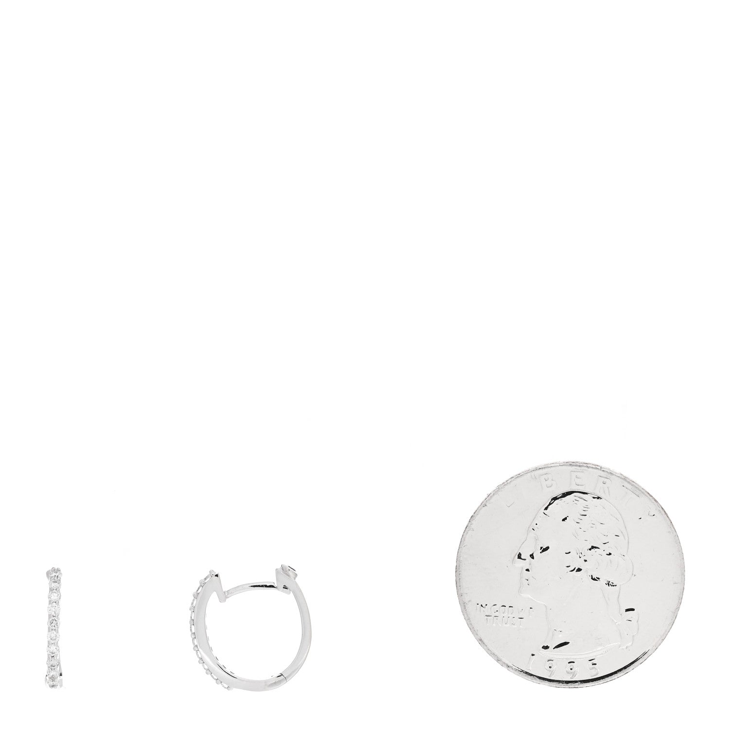Roberto Coin 18K White Gold Diamond Small Horseshoe Hoop Earrings 2 of 4