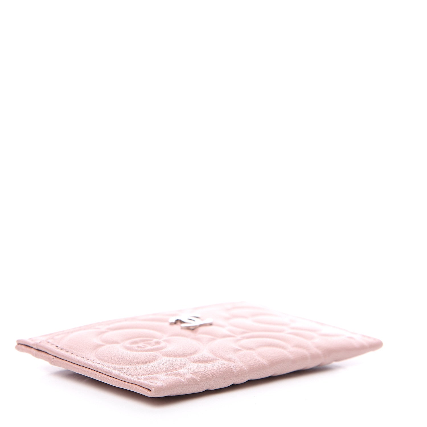 Chanel Goatskin Camellia Embossed Card Holder Wallet Light Pink 3 of 8