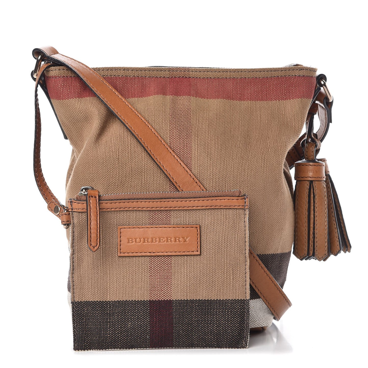 Canvas Mega Check Mini Ashby Tassel Crossbody Saddle Brown