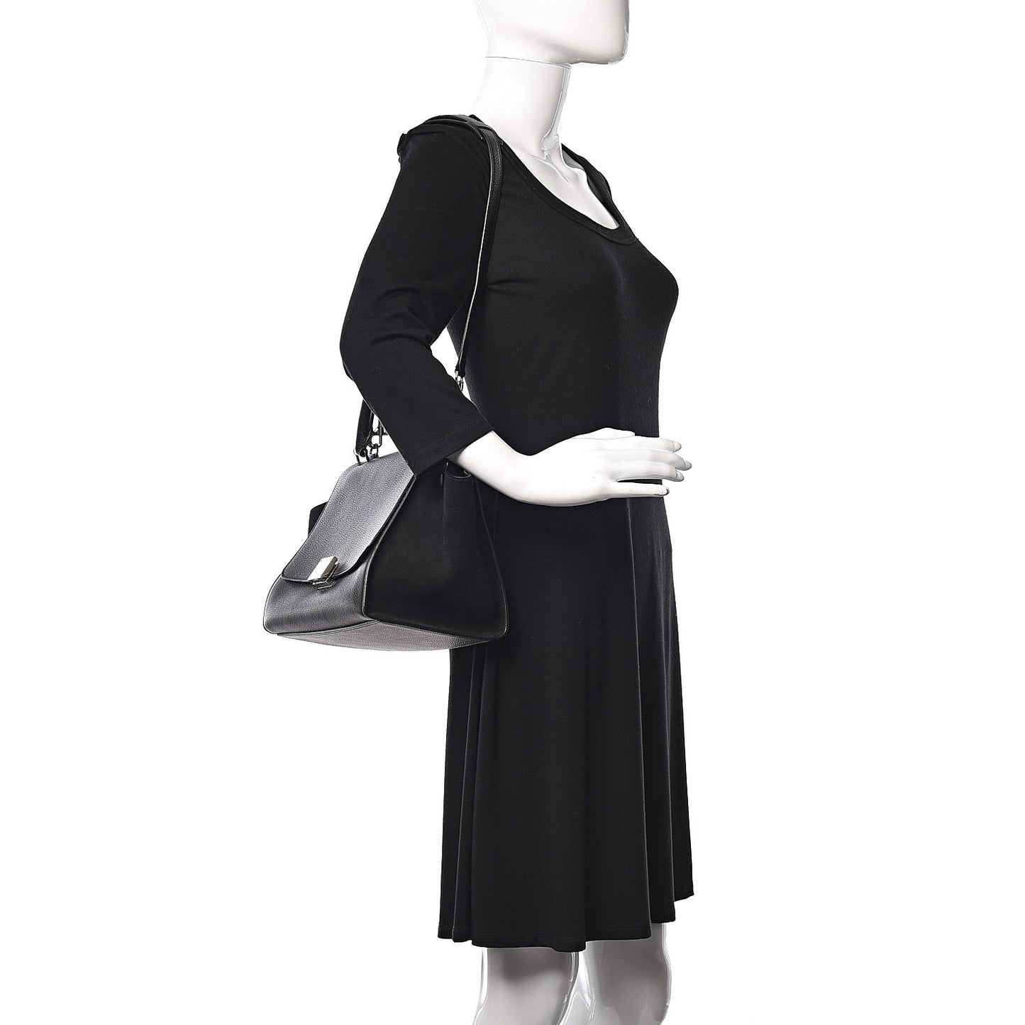 Drummed Calfskin Suede Small Trapeze Black