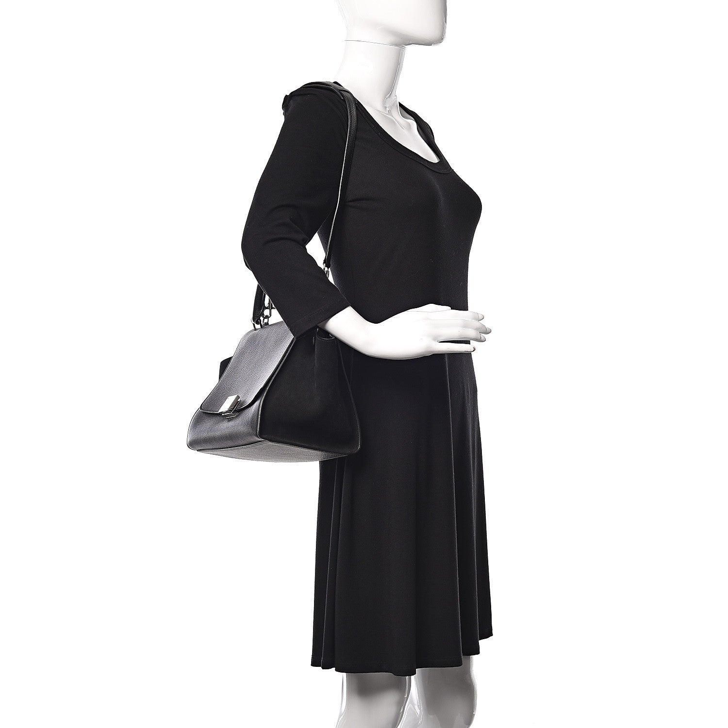 Celine Drummed Calfskin Suede Small Trapeze Black 2 of 8