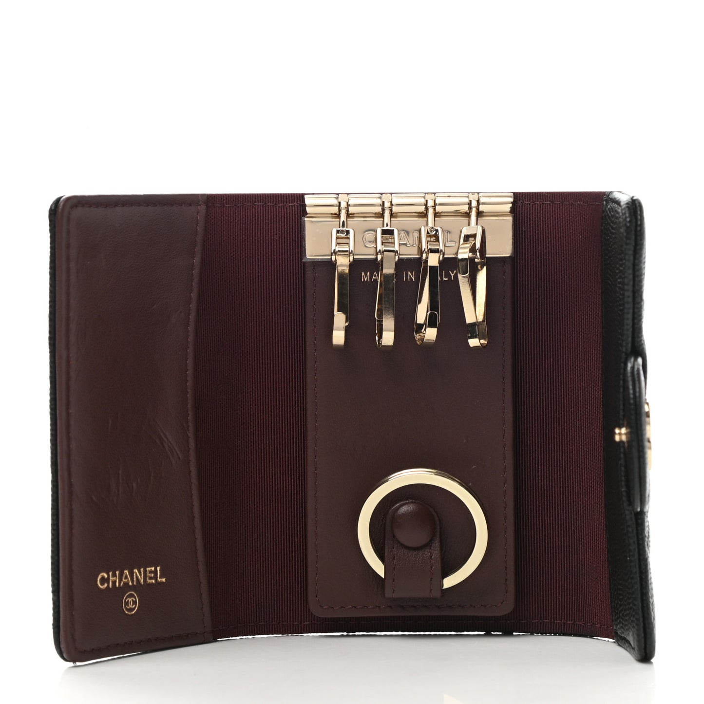 Caviar Quilted Classic 4 Key Holder Wallet Black