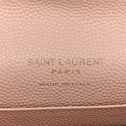 Saint Laurent Grain De Poudre Matelasse Chevron Small Monogram Envelope Wallet Pink 6 of 10