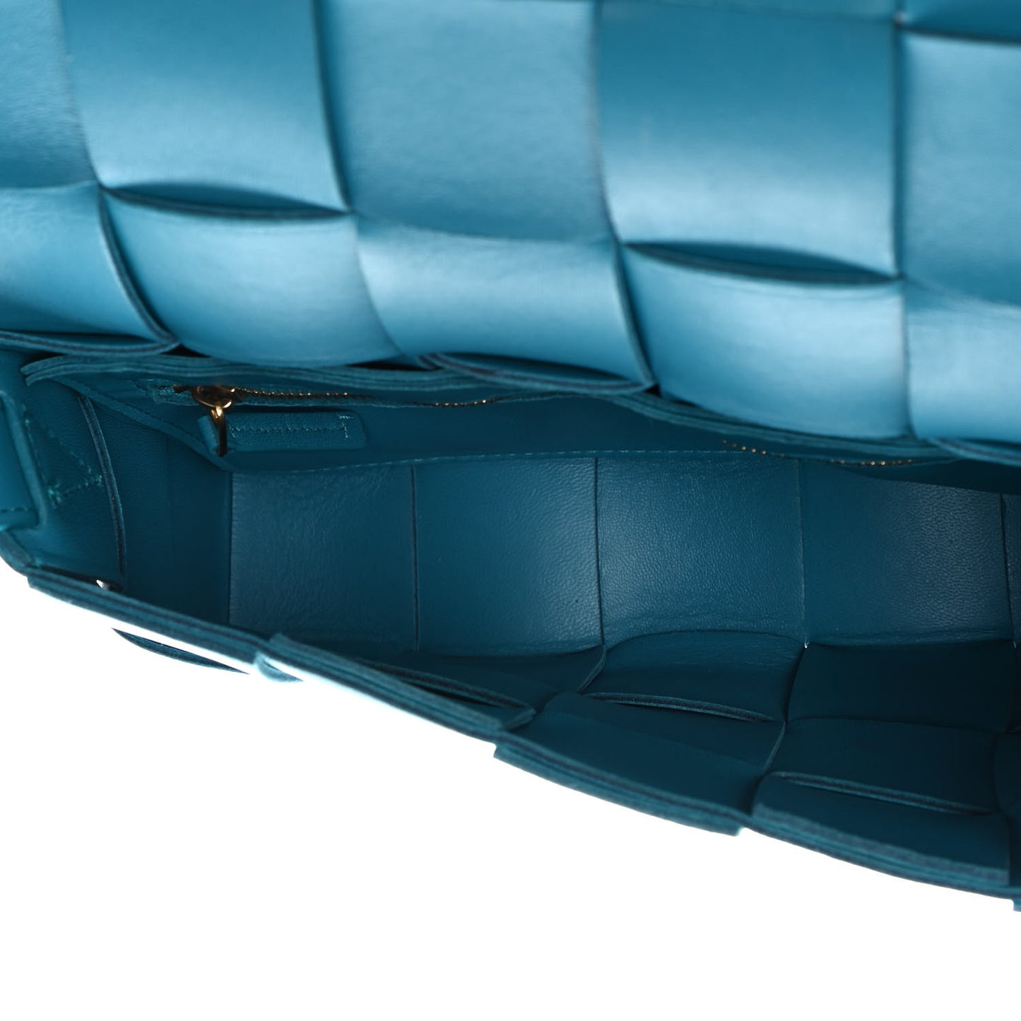 Lambskin Maxi Intrecciato Cassette Crossbody Bag Petrol Blue