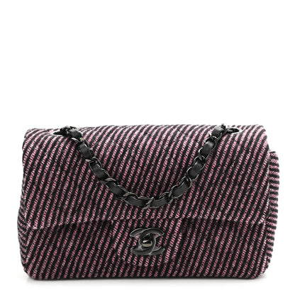Chanel Wool Tweed Quilted Mini Rectangular Flap Pink Black 1 of 10