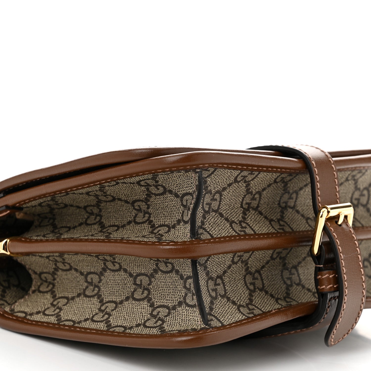 Gucci GG Supreme Monogram Azalea Calfskin Mini Retro Interlocking G Flap Shoulder Bag Beige Ebony Brown Sugar 9 of 10