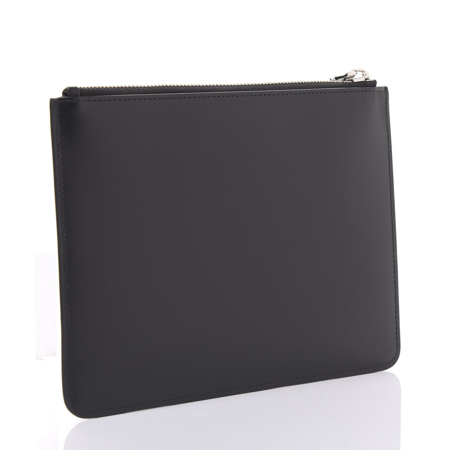 Calfskin Medium Logo Pouch Black