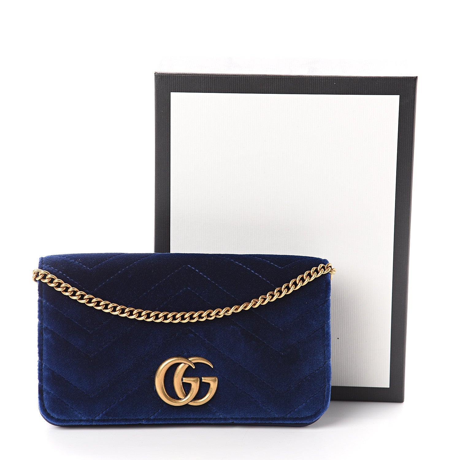 Gucci Velvet Matelasse GG Marmont Mini Bag Cobalt Blue 8 of 8