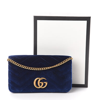 Gucci Velvet Matelasse GG Marmont Mini Bag Cobalt Blue 8 of 8
