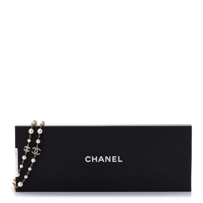 Chanel Crystal Pearl CC Long Necklace Silver 6 of 6