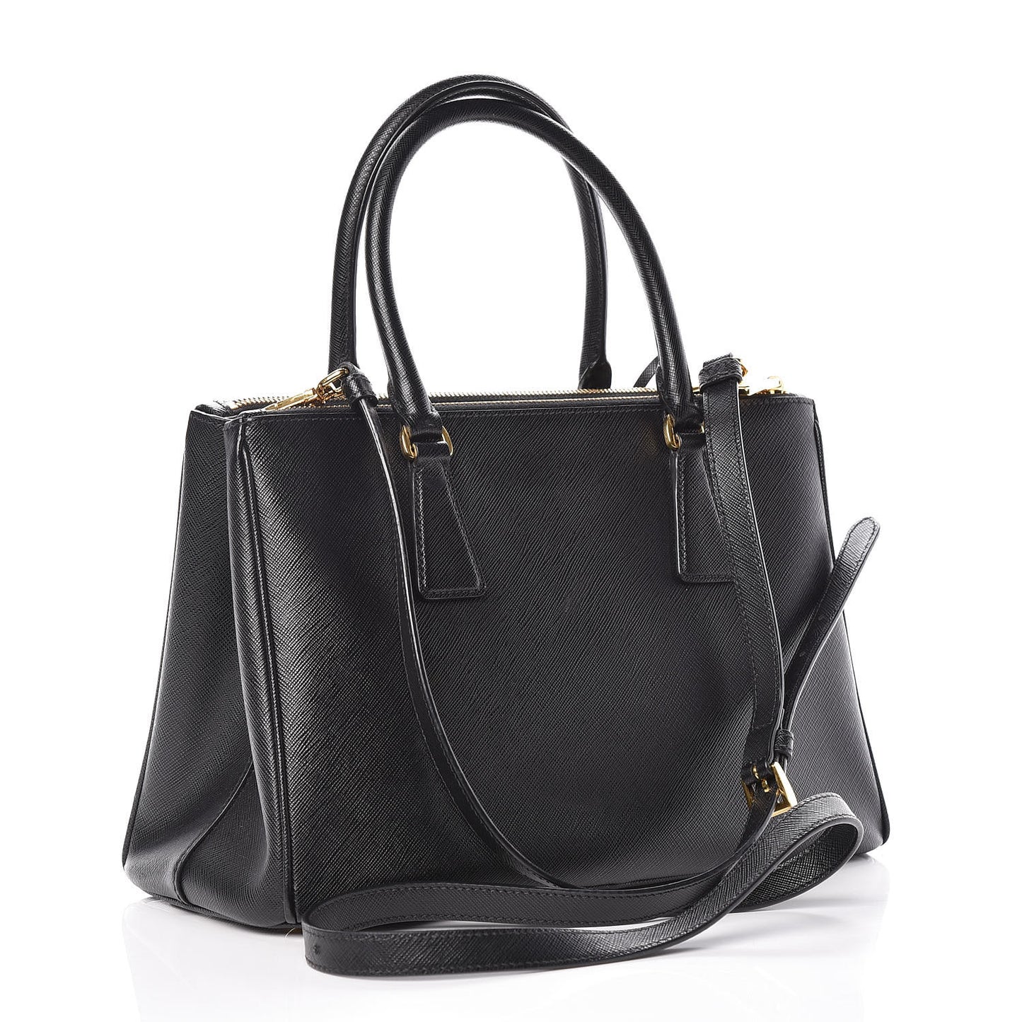 Saffiano Small Galleria Double Zip Tote Black